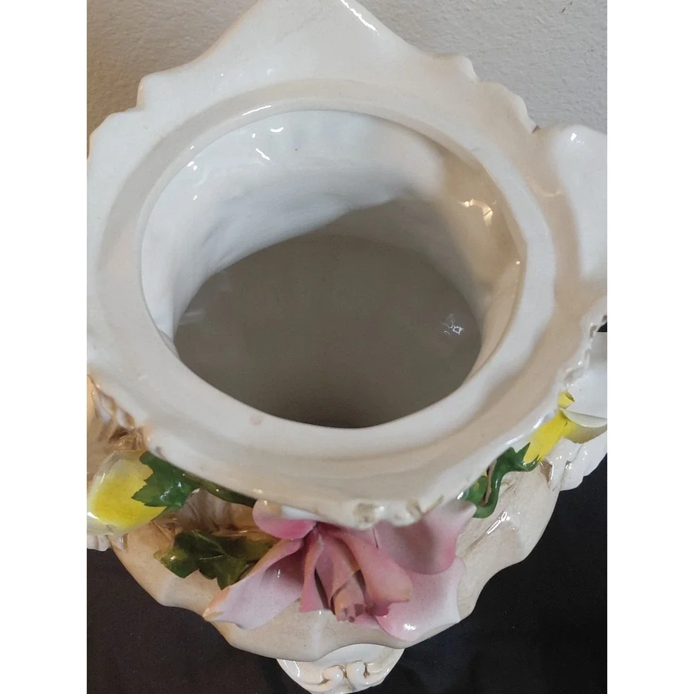 Vintage Capodimonte Italy Porcelain Lidded Urn Vase 15